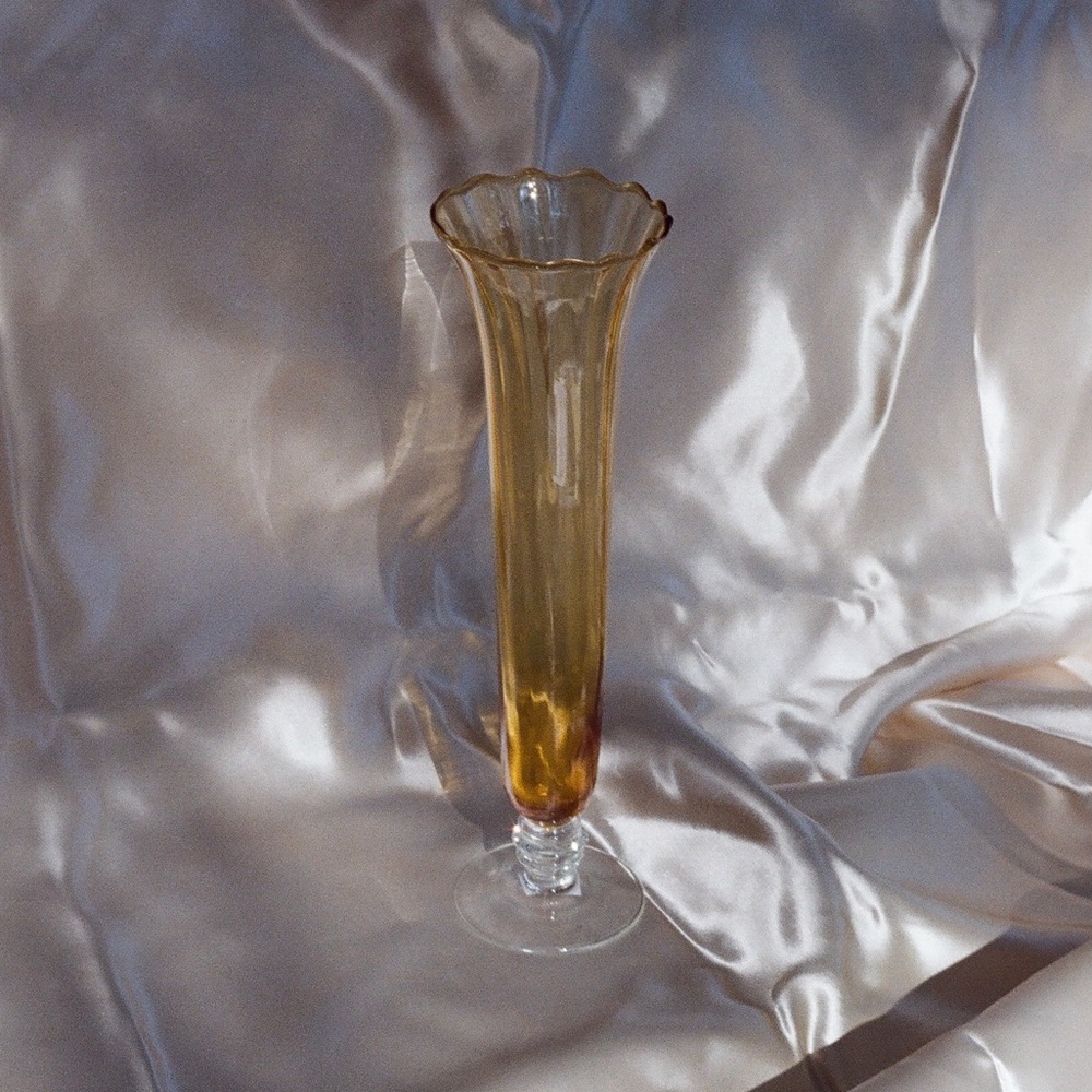 Vintage orange scalloped vase